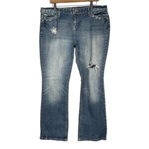 APT 9 Medium Wash Distressed Denim Bootcut Jeans Size 18R